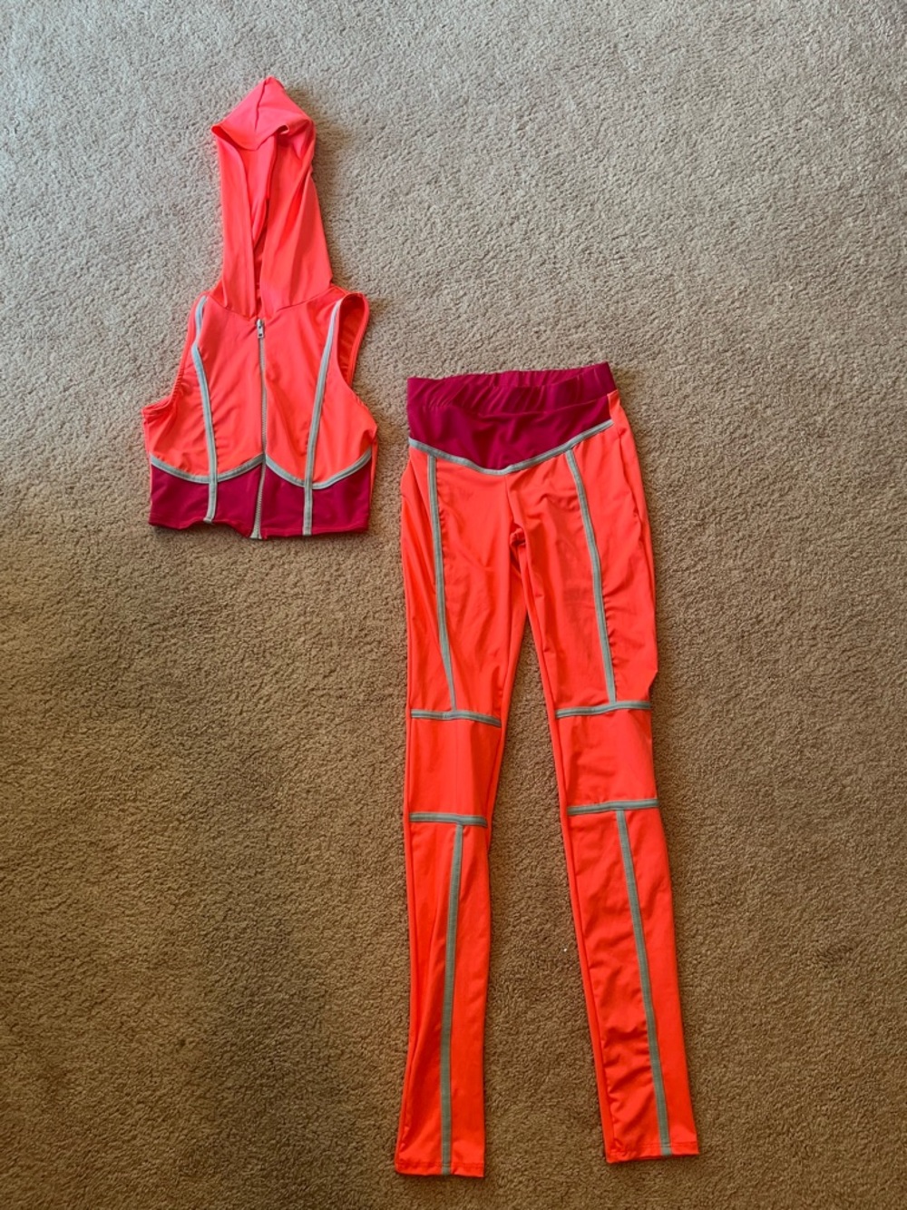 Neon Coral and Fuchsia Two-Piece Active Set